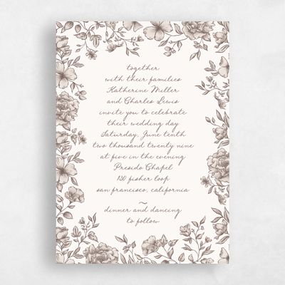 Taupe, Brown Wedding Invitation - Sogno Script
