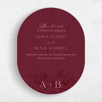 Red Oval Wedding Save the Date - Oriabel Portrait