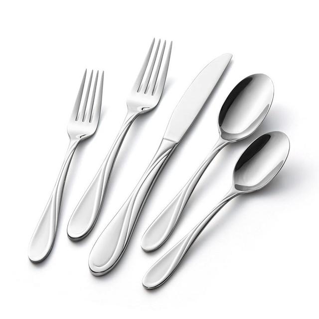 HIKAA Fibonacci 40PCS Flatware Set, Heavy Duty Silverware Set Stainless Steel Flatware Set, Service for 8, Mirror Polished Cutlery Set