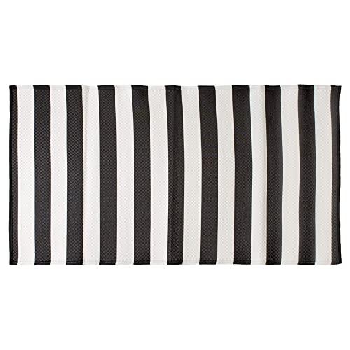 DII Stripe Outdoor polypropylene Floor Runner, 3x6 feet , Black & White