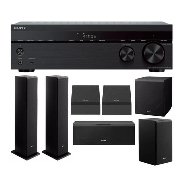 Sony STR-DH790 7.2-ch Receiver, 4K HDR, Dolby Vision, Dolby Atmos, DTS:X, & Bluetooth with Complete SONY 8 Speaker System Bundle