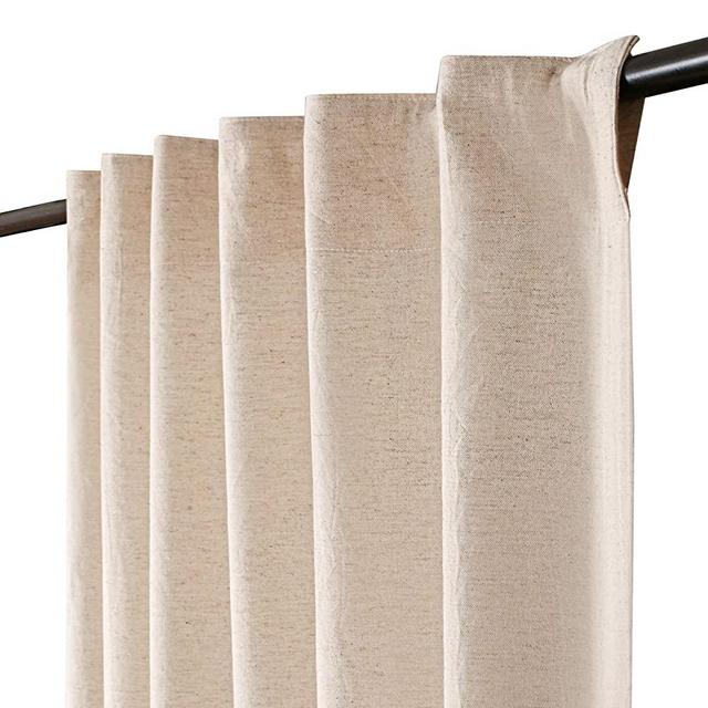Window Panels Curtain 50x72 inch Natural in 30% Linen, 70% Cotton, Set of 2,Farmhouse Curtain, Tab Top Curtains, Room Darkening Drapes, Curtains for Bedroom, Curtains for Living Room, Curtains