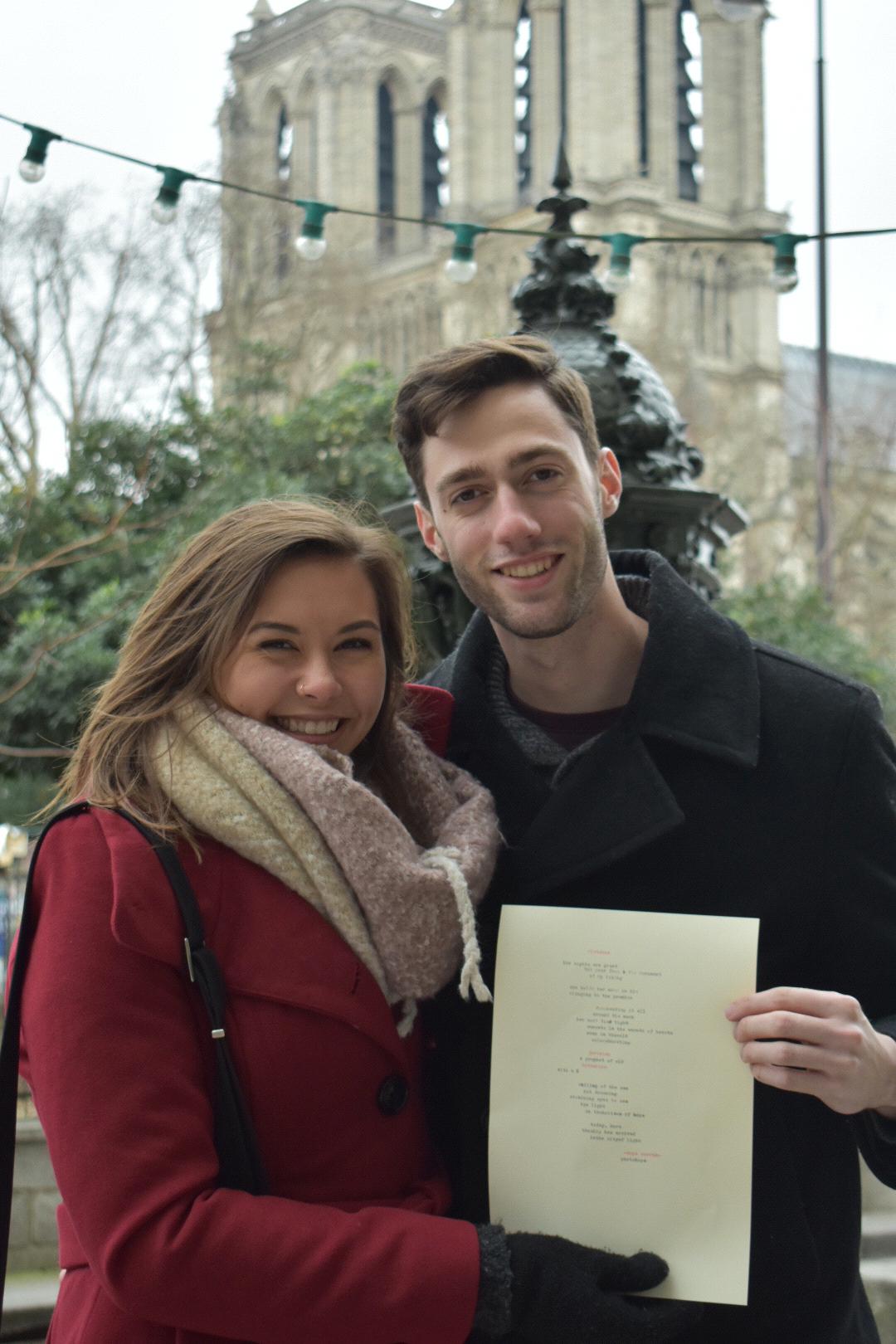 The kindest woman wrote us a love poem in front of Shakespeare & Co., a bookstore in Paris. She looked at us and took about 15 minutes to write a poem on the spot. We framed it. February 14th, 2018