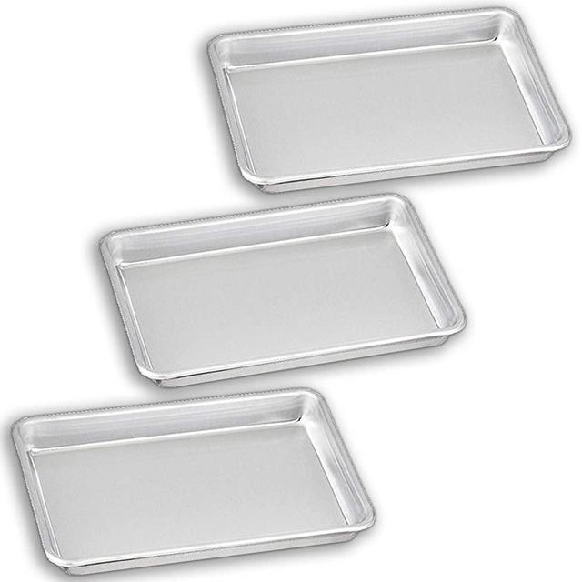 Bakeware Set – 3 Aluminum Sheet Pan – 1/8 Size (6.5" x 9.5") – for Home Use. Perfect Size For Your Microwave Oven, Non Toxic, Perfect Baking Supply set for gifts, for new and experienced bakers alike