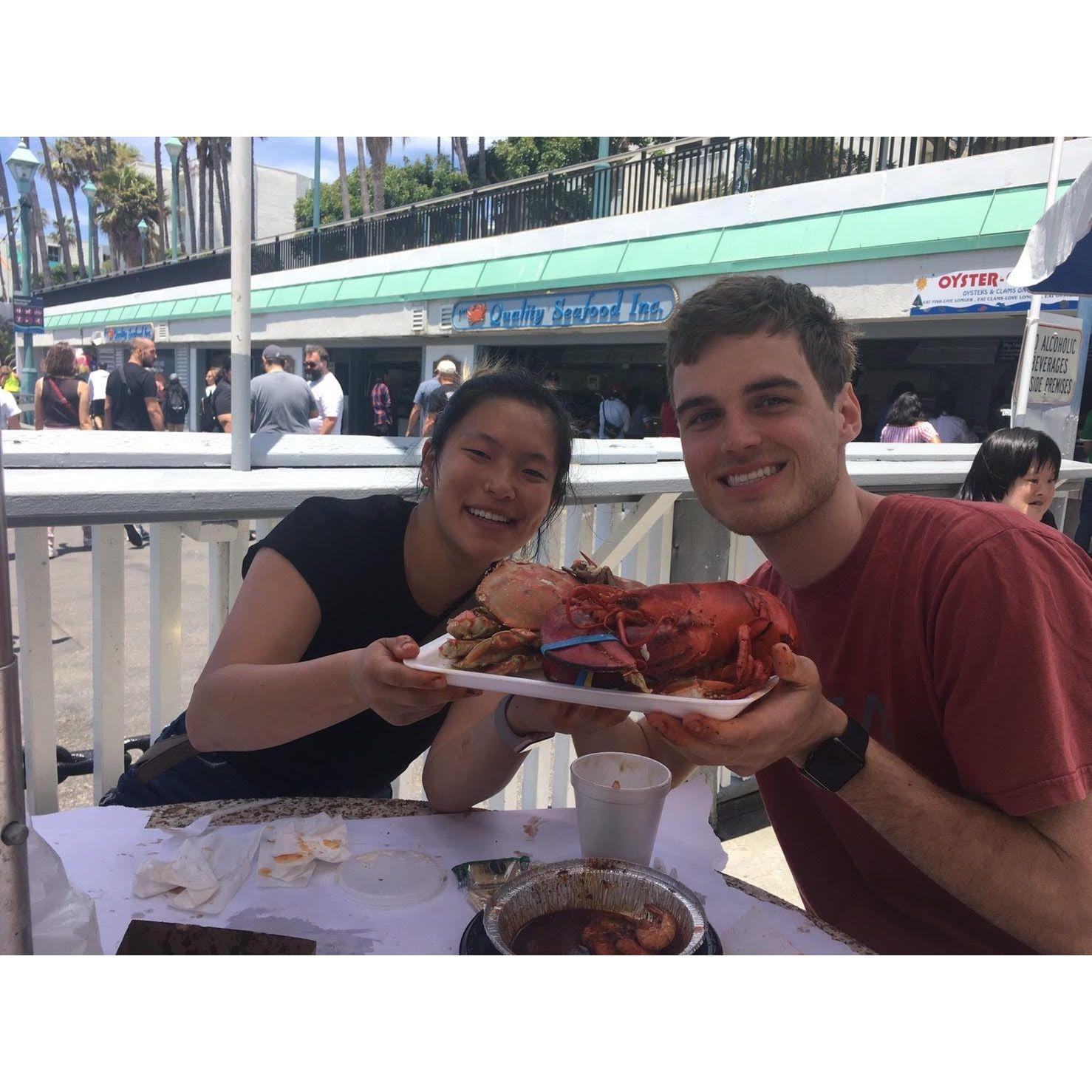 Ross's first time having lobster!