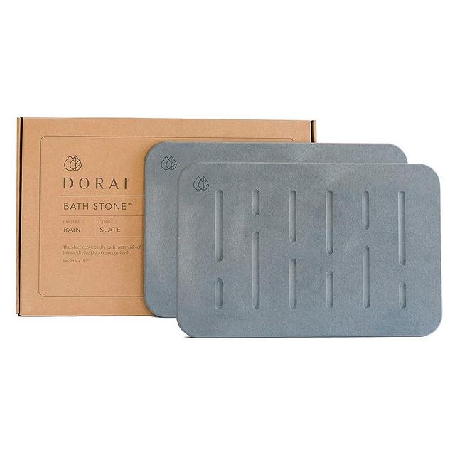 Dorai Home Bath Stone – Luxury Diatomite Stone Bath Mat – Instantly Removes Water – Non-Slip Surface – Modern and Stylish Design – Rain Slate