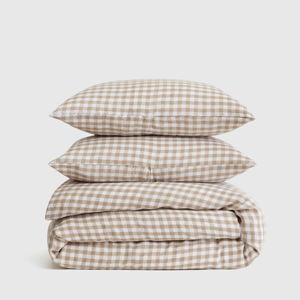 Quince European Linen Duvet Cover Set in Cafe Gingham