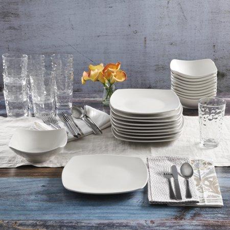 Gibson Home 48-Piece White Kitchen Basic Essentials Dinnerware Set