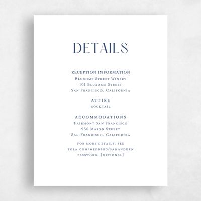Navy, Blue Wedding Enclosure - Sidney Letterpress