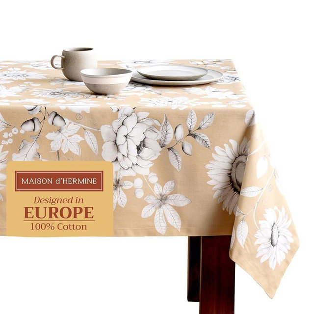 Maison d' Hermine Table Cloth Rectangle Table 100% Cotton 60 x 90 Inches Tablecloth Reusable Decorative Everyday Use for Dining Room, Farmhouse, Home, Party, Festive & Wedding - Pretty Autumn