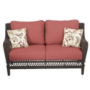 Woodbury All-Weather Wicker Patio Loveseat with Chili Cushion