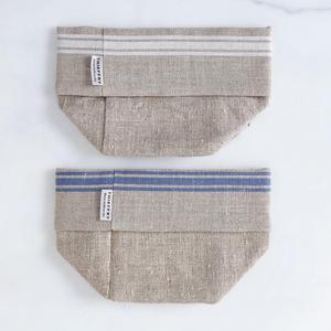 Oatmeal Linen Striped Bread Basket