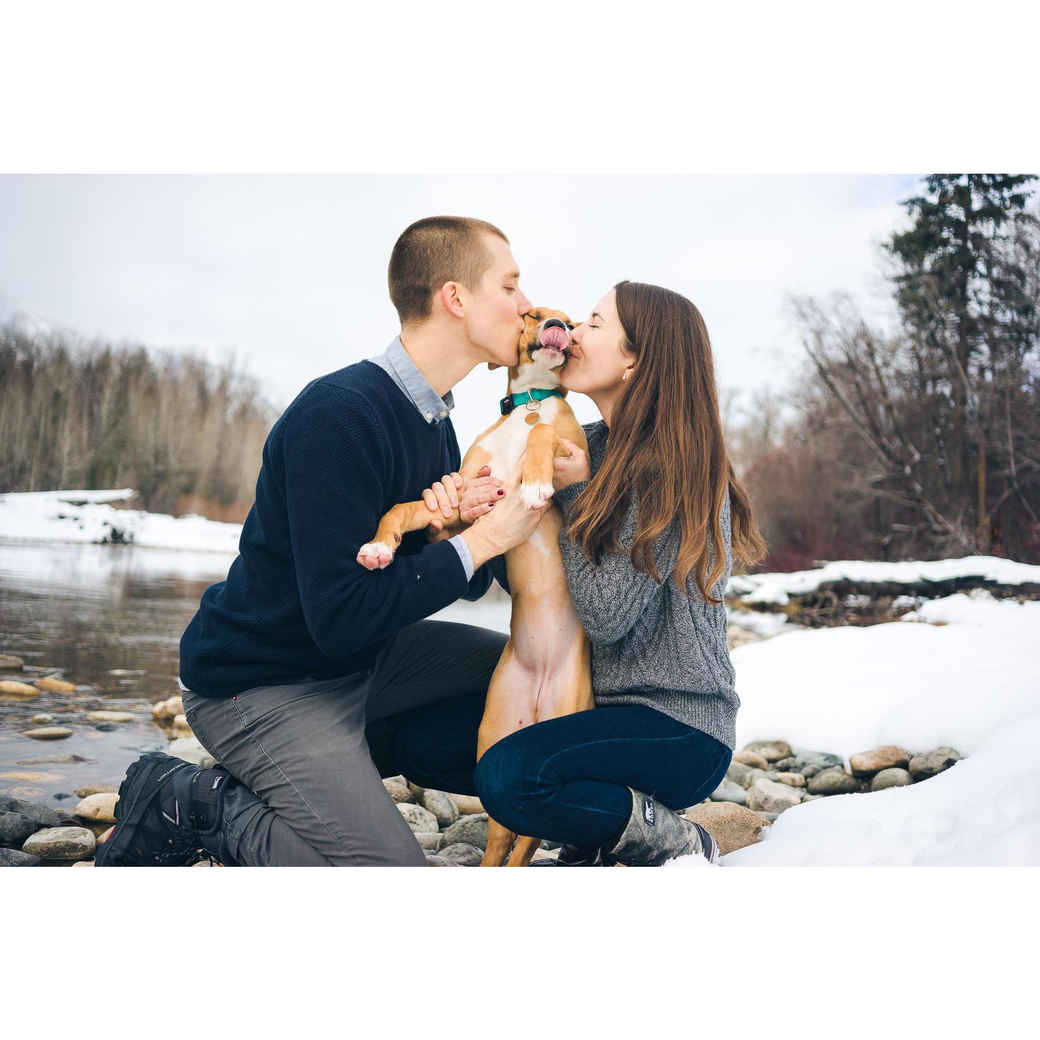 Same pose, 5 months later. Harper is a bit bigger, but still loves the love.