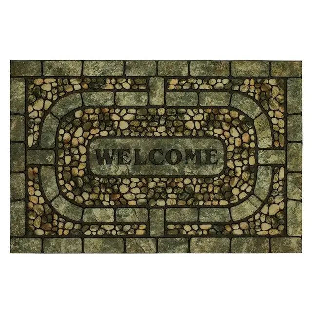 Welcome Garden Pebbles Gray 23 in. x 35 in. Doorscapes Estate Mat