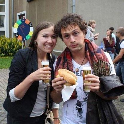 Beer and brats at a friend's university in Cologne, Germany.