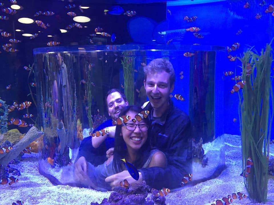 At the Toronto aquarium with Alex, one of the groomsmen, during a college spring break!