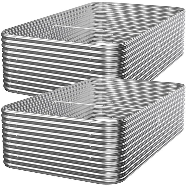 Mostmahes 2 PCS Tall 6x3x1.5ft Galvanized Raised Garden Bed Outdoor, Metal Garden Bed for Vegetables, Above Ground Garden Box for Flower, Steel Raised Beds for Gardening