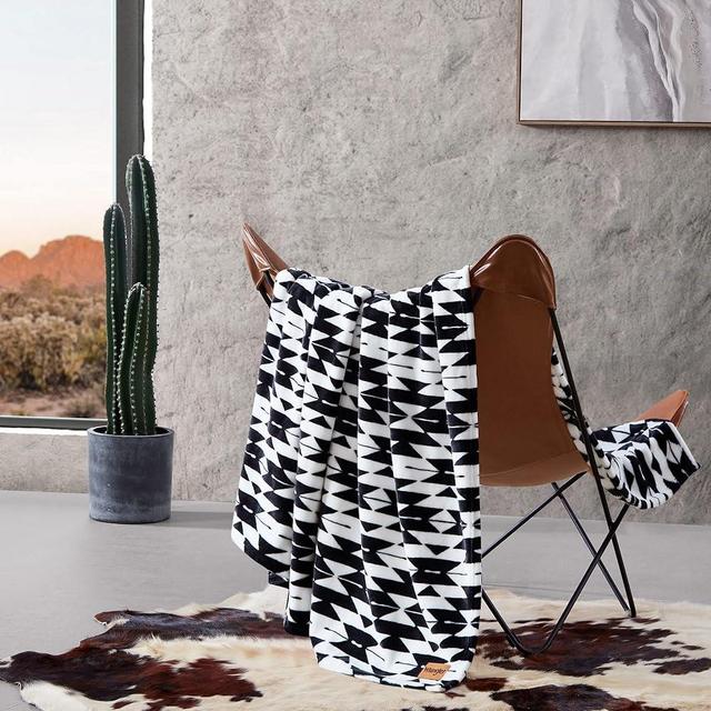 Wrangler - Throw Blanket, Ultra Soft Plush Fleece Blanket (Navajo Black, Oversized Throw) 50 x 70