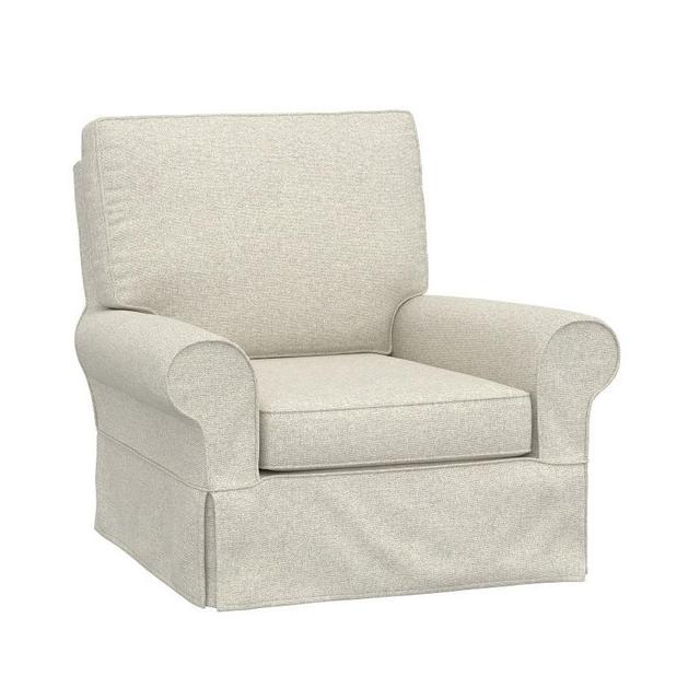 PK Comfort Small Swivel Glider Performance Heathered Basketweave Alabaster White- SET