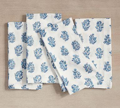 Sophia Floral Block Print Cotton Napkins