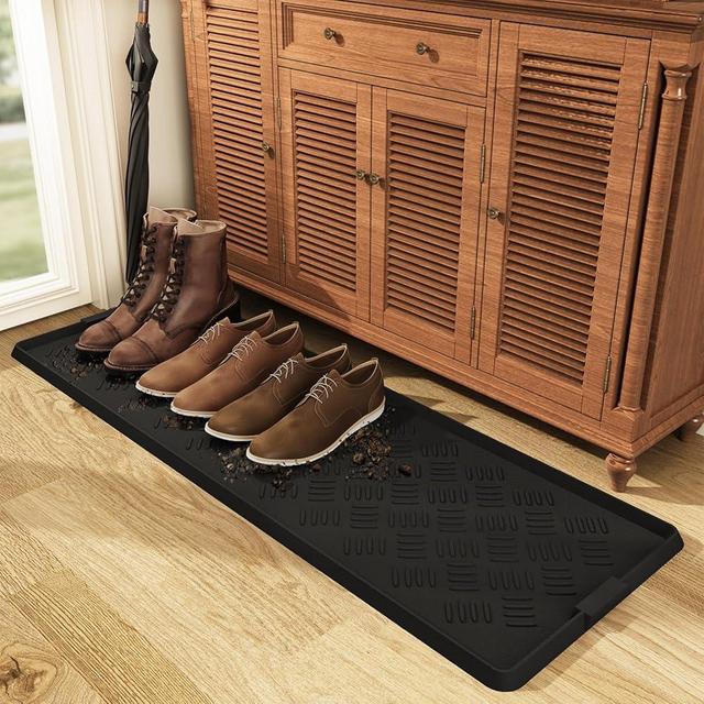 tchdio Extra Large Boot Tray Rubber Boot Tray, Non Slip Shoe Tray for Entryway, Multipurpose Boot Mat Tray, Durable Entryway Mud Mat Tray for Front Door Mat, 16x47.5 Inches