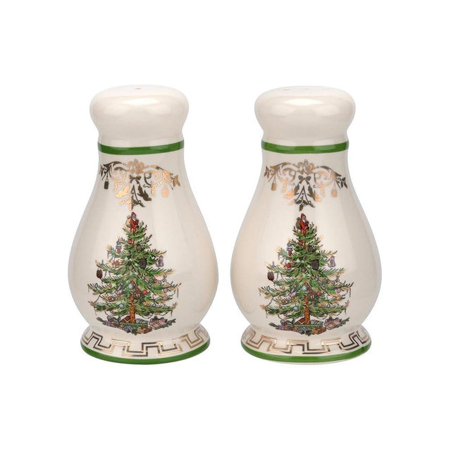 Spode Christmas Tree Gold Salt and Pepper Shaker Set (2-Piece)- Holiday Kitchen & Table Décor - Festive Home Accent, Christmas Gift/Stocking Stuffer for Collectors & Holiday Enthusiasts
