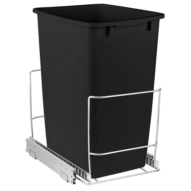 HOLDN’ STORAGE Pull Out Trash Can Under Cabinet, 11”W x 16½”D - Heavy Duty with Lifetime Limited Warranty - 26 litres Trash Can Included - Install Length or Widthwise - Anti Rust Chrome Finish