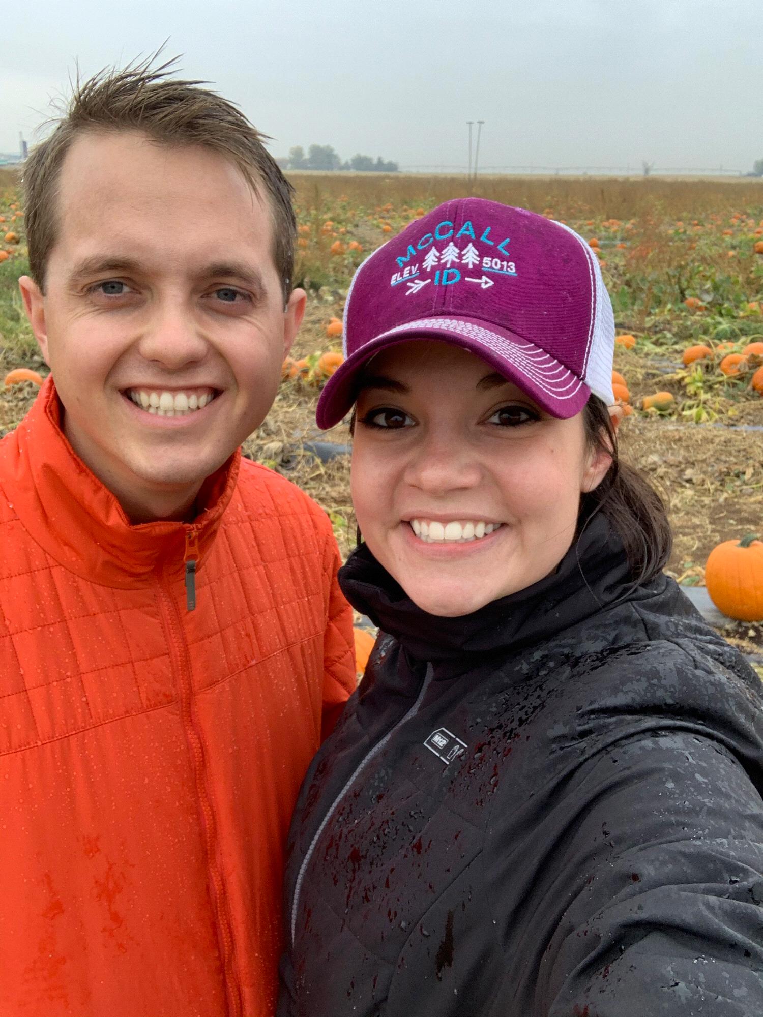 In a pumpkin patch with my pumpkin, hehe!
