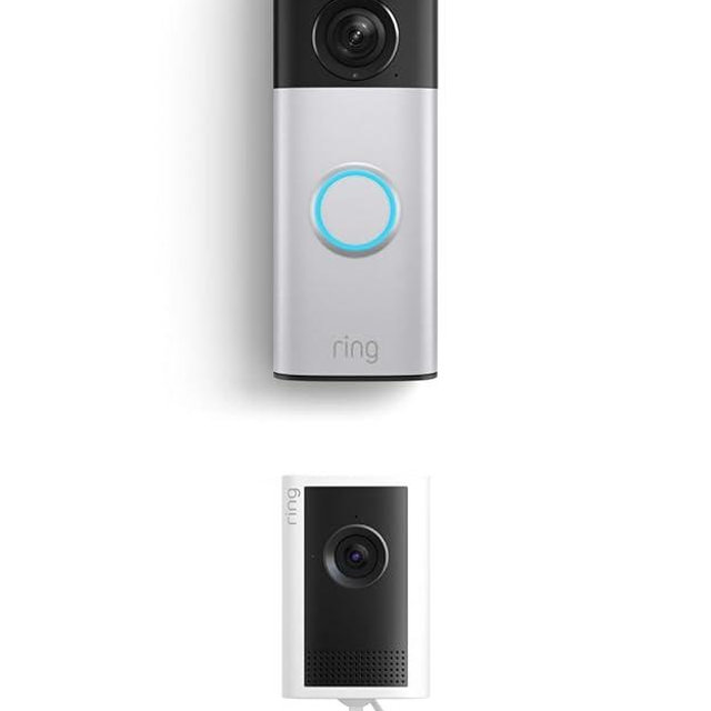 Ring Battery Doorbell Plus (newest model), Nickel Silver with Indoor Cam Plus, White