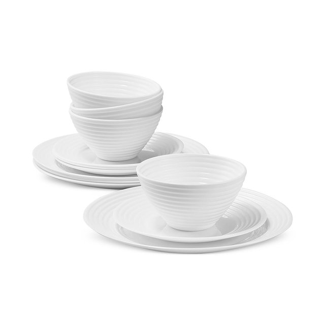 Arch Studio Opal Glass 12 Pc. Spiral Dinnerware Set, Exclusively at Macy's