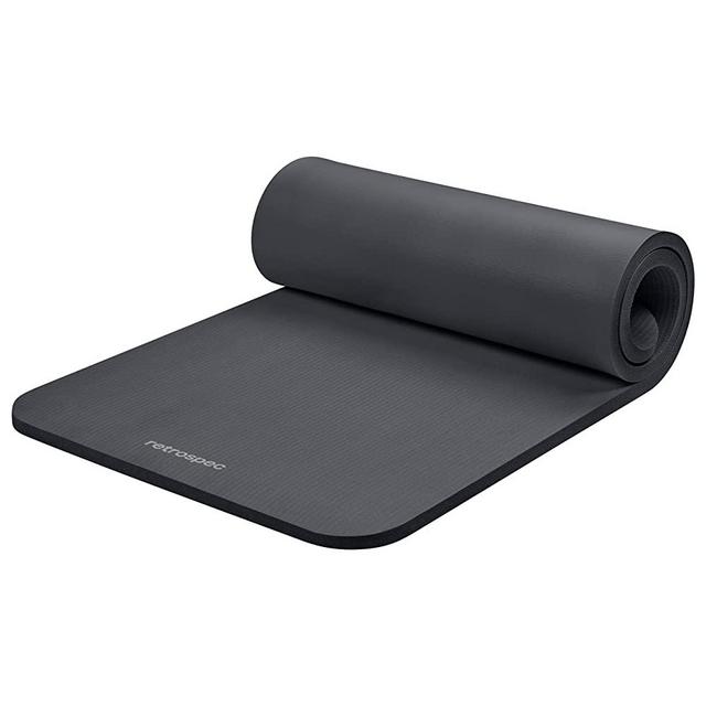Retrospec Solana Yoga Mat 1" Thick w/Nylon Strap for Men & Women - Non Slip Exercise Mat for Home Yoga, Pilates, Stretching, Floor & Fitness Workouts