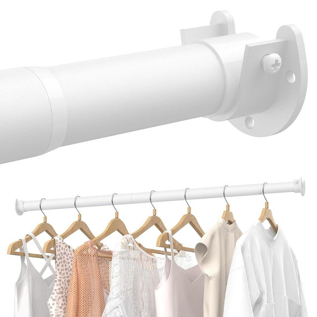 Supforce Closet Rods for Hanging Clothes, 17 to 84 Inches Stepless Adjustable Metal Closet Rod, 1.3 Inches Heavy Duty Clothes Hanging Rod for Closet Wardrobes Laundry RV