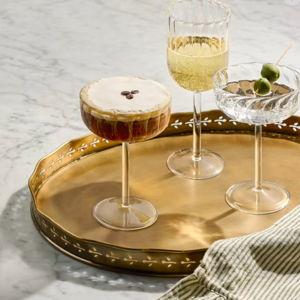 Floral Antique Brass Tray