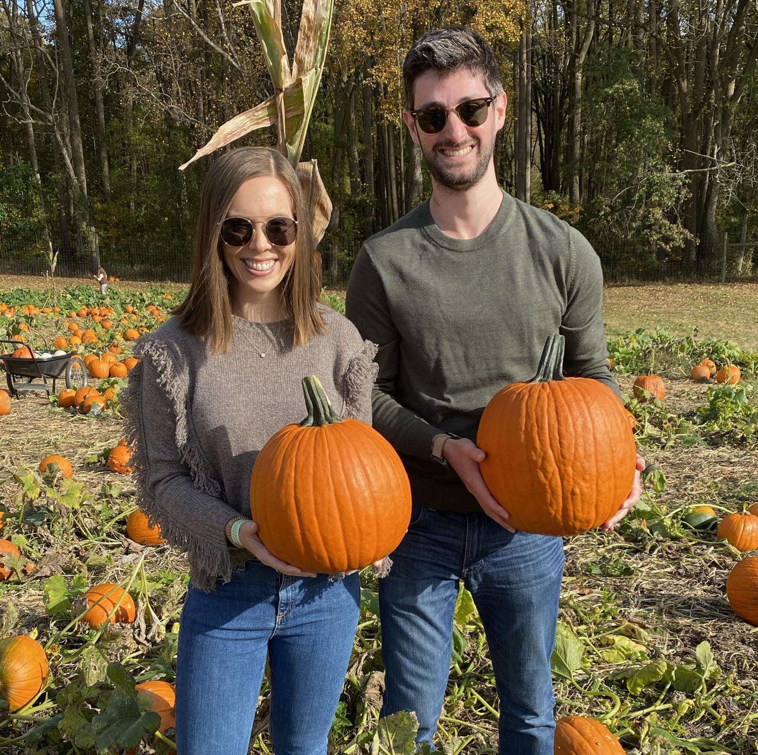 Jessie's first time visiting a "real" pumpkin patch.