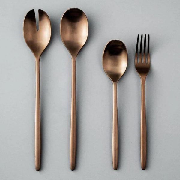 Matte Rose Gold • Salad Servers + Serving Utensils Bundle