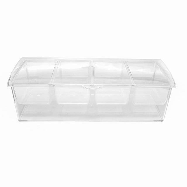 7Penn Condiment Tray with Ice Chamber, 4 Condiment Containers, Lid - Bar Garnish Tray Chilled Condiment Server Caddy