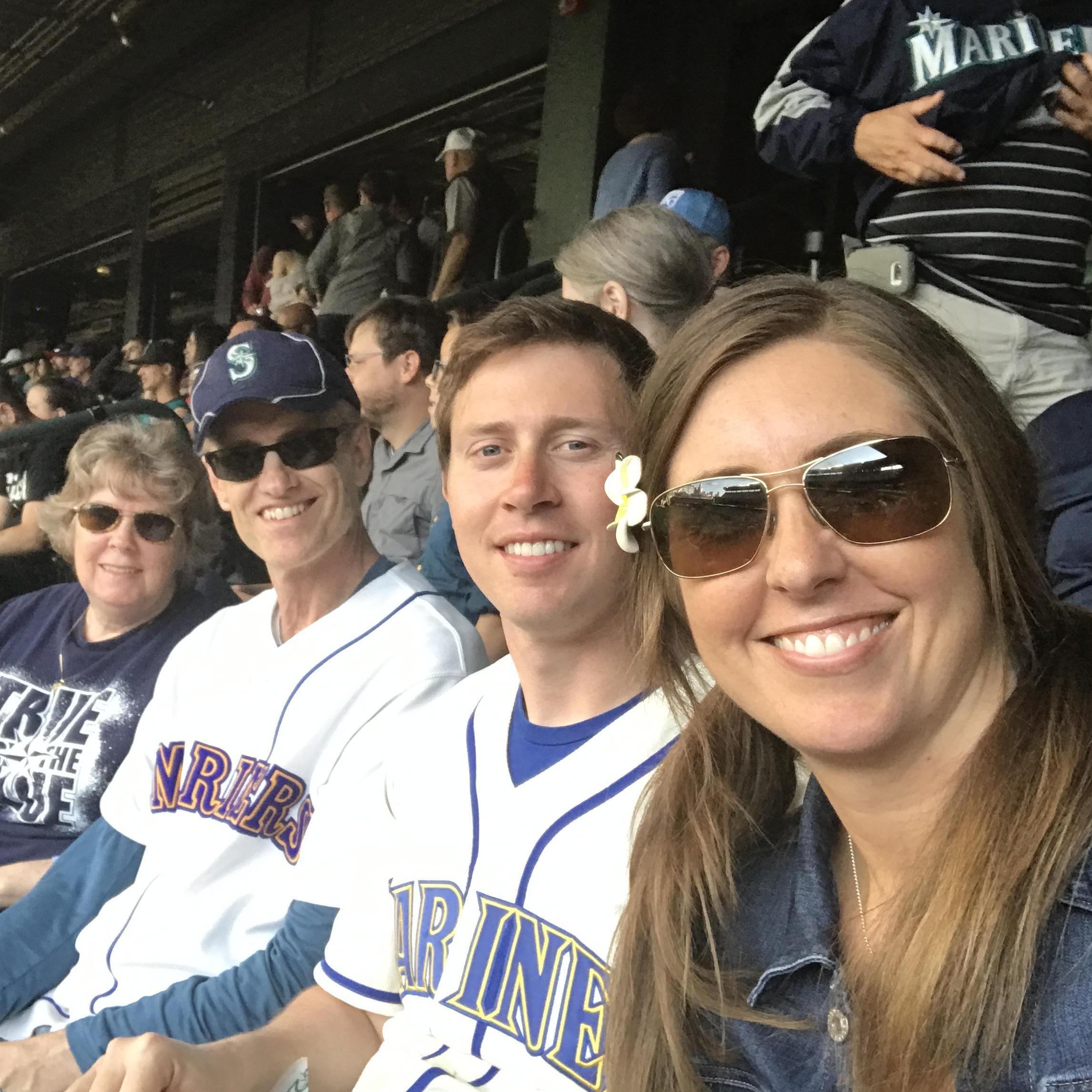 Another day at the park with Shea's parents. Brian and Ella are the biggest Mariner's fans there are.