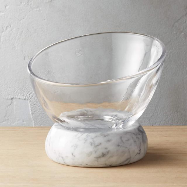 CB2 Askew Large Glass and Marble Bowl