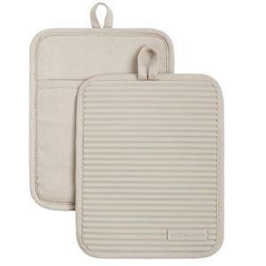 KitchenAid Ribbed Soft Silicone Water Resistant Pot Holder Set, Milkshake , 2 Piece Set, 7"x9"