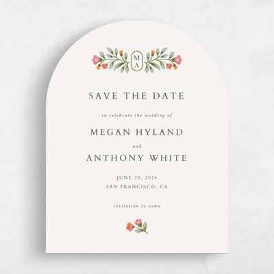 Beige Arch Wedding Save the Date - Blume Portrait