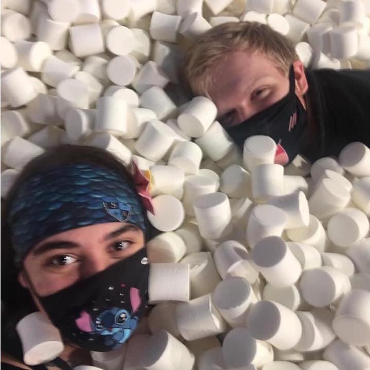 We took a swim in the marshmallow pool at Candytopia in Philidelphia.
