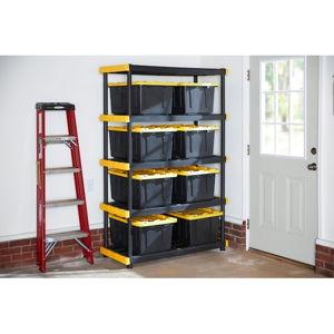 Project Source Commander Plastic Heavy Duty 5-Tier Utility Shelving Unit (48-in W x 20-in D x 72-in H), Black, (200-lb Capacity Per Shelf)