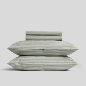 Parachute Percale Sheet Set -King - Moss Stripe