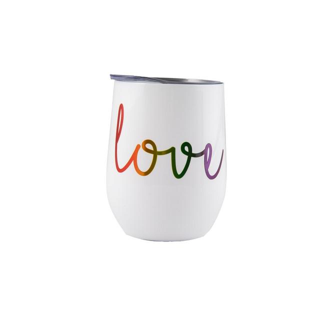 Thirstystone by Cambridge 2 Pack of 12 oz White Wine Tumblers with Metallic "Love" Decal
