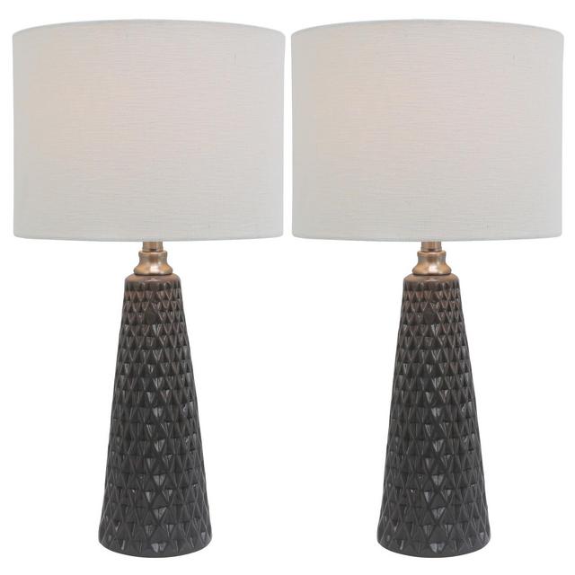 26.5" Set of 2 Ceramic Table Lamps Charcoal - Decor Therapy