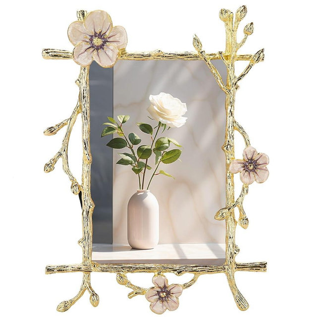 Goutangen 4x6 Gold Picture Frame Decor Ornate Pink Floral Metal Photo Frames with High Definition Glass Front, Art Decor Tabletop Display, Gifts Ideas for Women on Anniversary Christmas