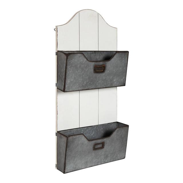 14" x 4.25" x 30" Trimble 2 Pocket Wall Organizer White - Kate and Laurel
