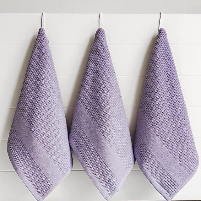 Luzia Premium Kitchen Towels; Stylish and Absorbent - Waffle Weave – Set of Three, Lavender
