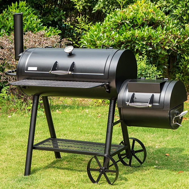 Sophia & William Heavy-Duty Charcoal Smoker Grills Extra Large Outdoor BBQ Gill with Offset Smoker, 941 SQ.IN. Cooking Area with Warming Tray,Push-out Ash Tray for Large Event Gathering, Black