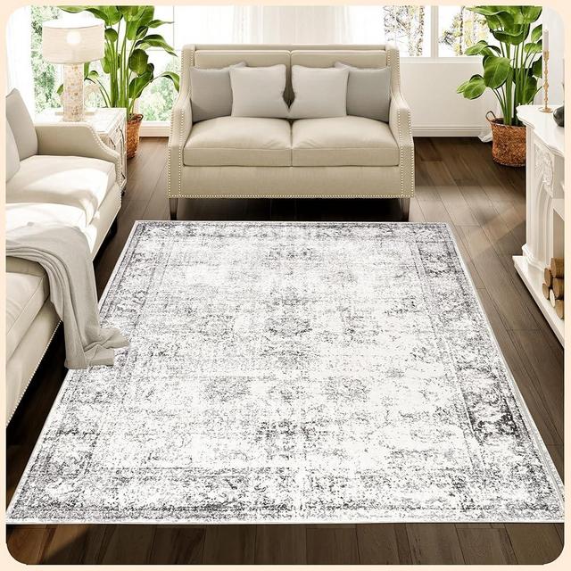 Istana 5x7 Rugs - Gray & Beige Area Rug - Kid & Pet Friendly Living Room Area Rugs 5x7 - Non Shedding Plush Area Rugs 5x7 - Foldable 5x7 Rugs for Bedroom - Eco-Friendly 5x7 Washable Area Rug